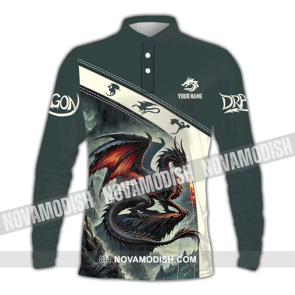 Unisex Shirt Custom Name Dragon T-Shirt Hoodie Long Sleeve Polo / S T-Shirt