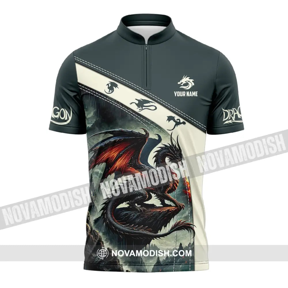 Unisex Shirt Custom Name Dragon T-Shirt Hoodie Long Sleeve Zipper Polo / S T-Shirt