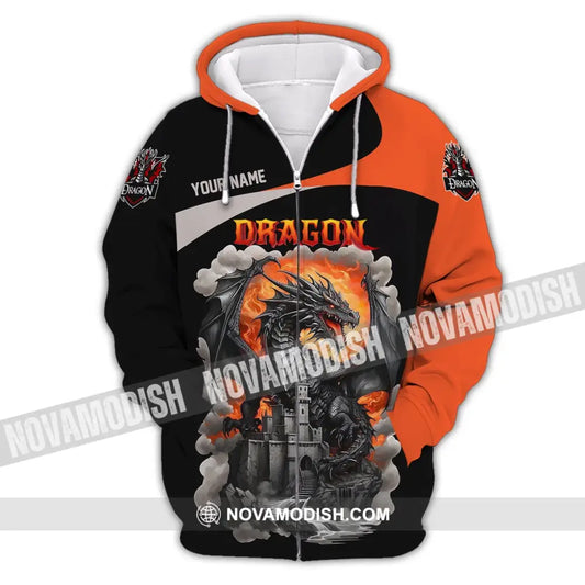 Unisex Shirt Custom Name Dragon T-Shirt Hoodie Long Sleeve Zipper / S T-Shirt