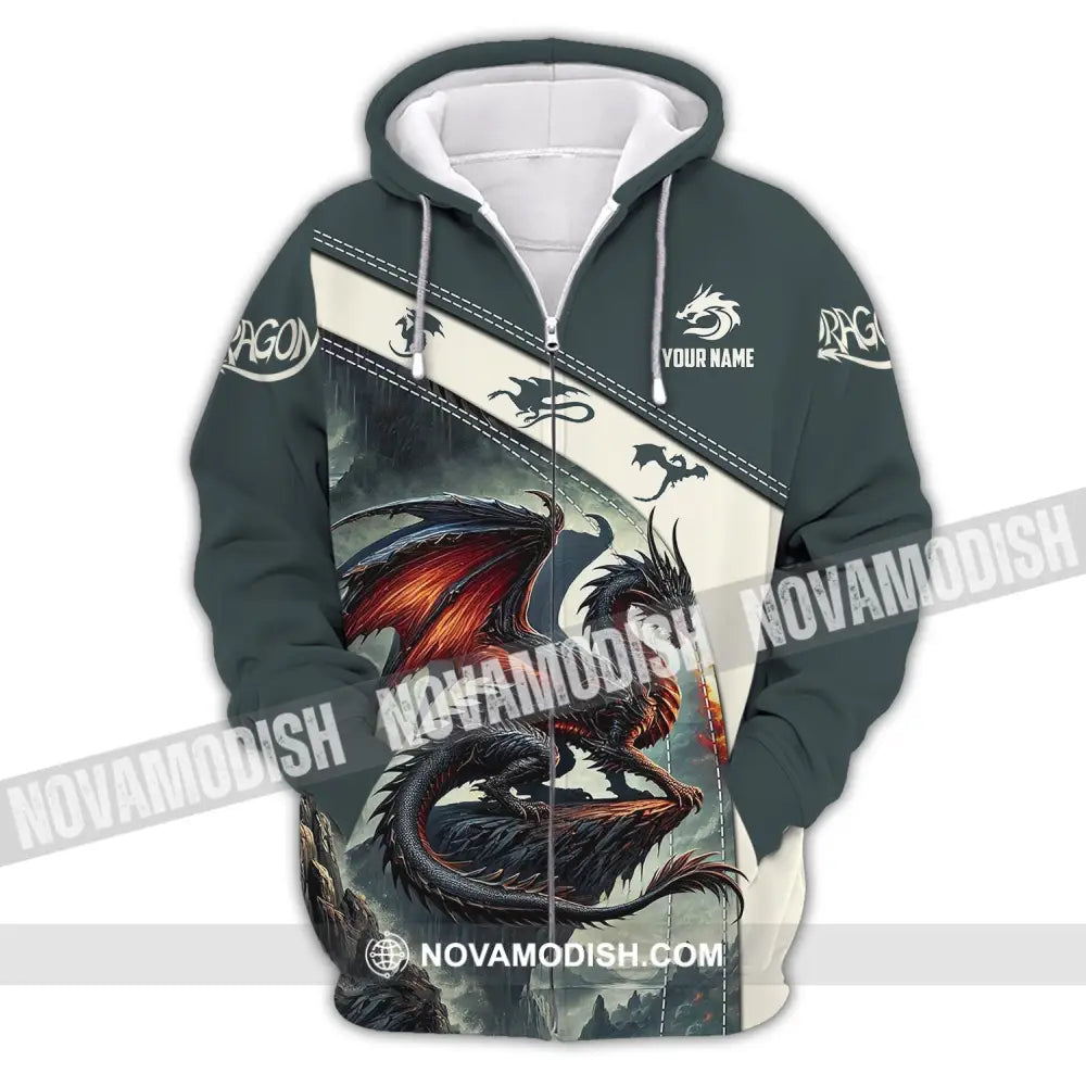Unisex Shirt Custom Name Dragon T-Shirt Hoodie Long Sleeve Zipper / S T-Shirt
