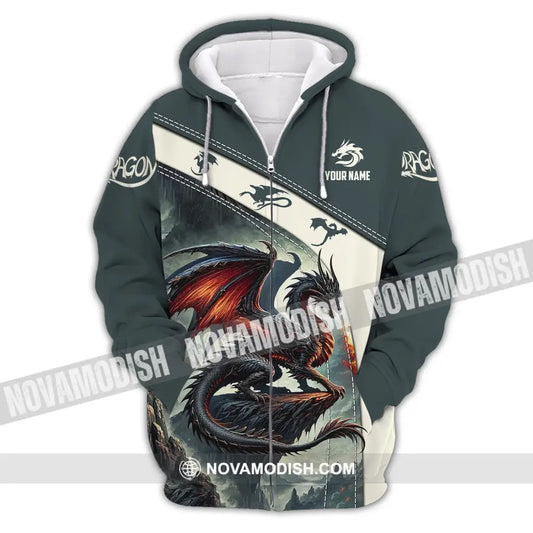 Unisex Shirt Custom Name Dragon T-Shirt Hoodie Long Sleeve Zipper / S T-Shirt