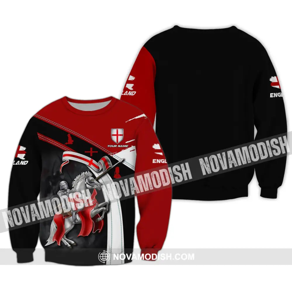 Unisex Shirt Custom Name England Knight English Hoodie Long Sleeve / S T-Shirt