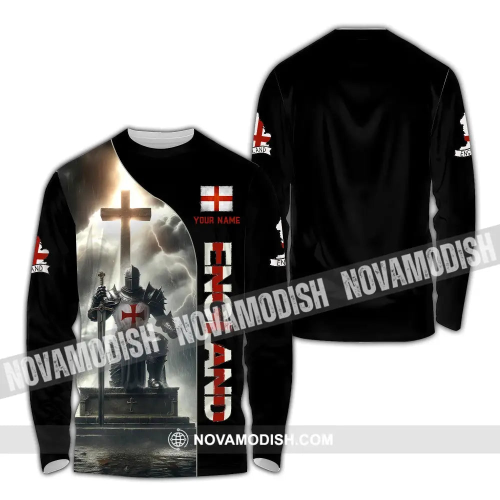 Unisex Shirt Custom Name England Polo Long Sleeve English Gift / S T-Shirt