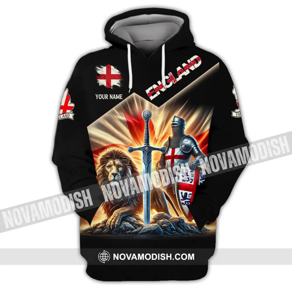 Unisex Shirt Custom Name England Polo Long Sleeve English T-Shirt Hoodie / S