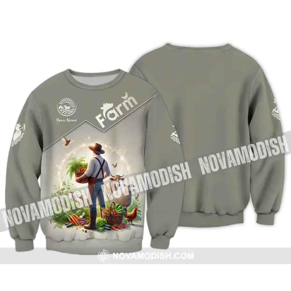 Unisex Shirt Custom Name Farmer Long Sleeve Polo / S T-Shirt