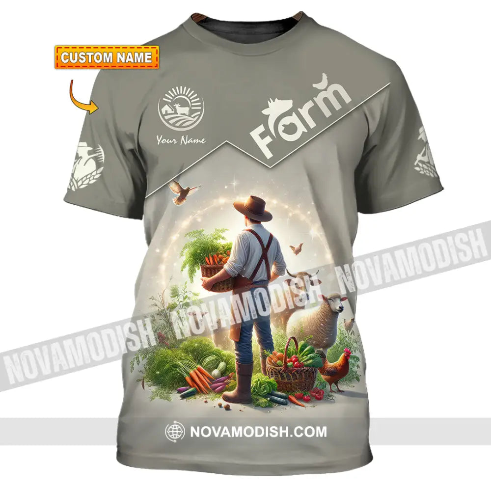 Unisex Shirt Custom Name Farmer Long Sleeve Polo T-Shirt