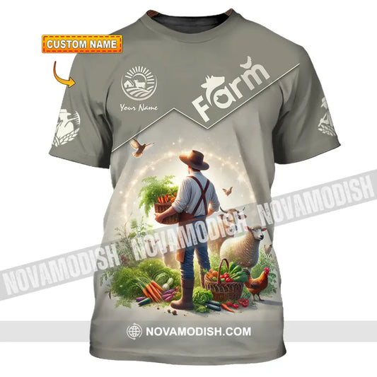 Unisex Shirt Custom Name Farmer Long Sleeve Polo T-Shirt