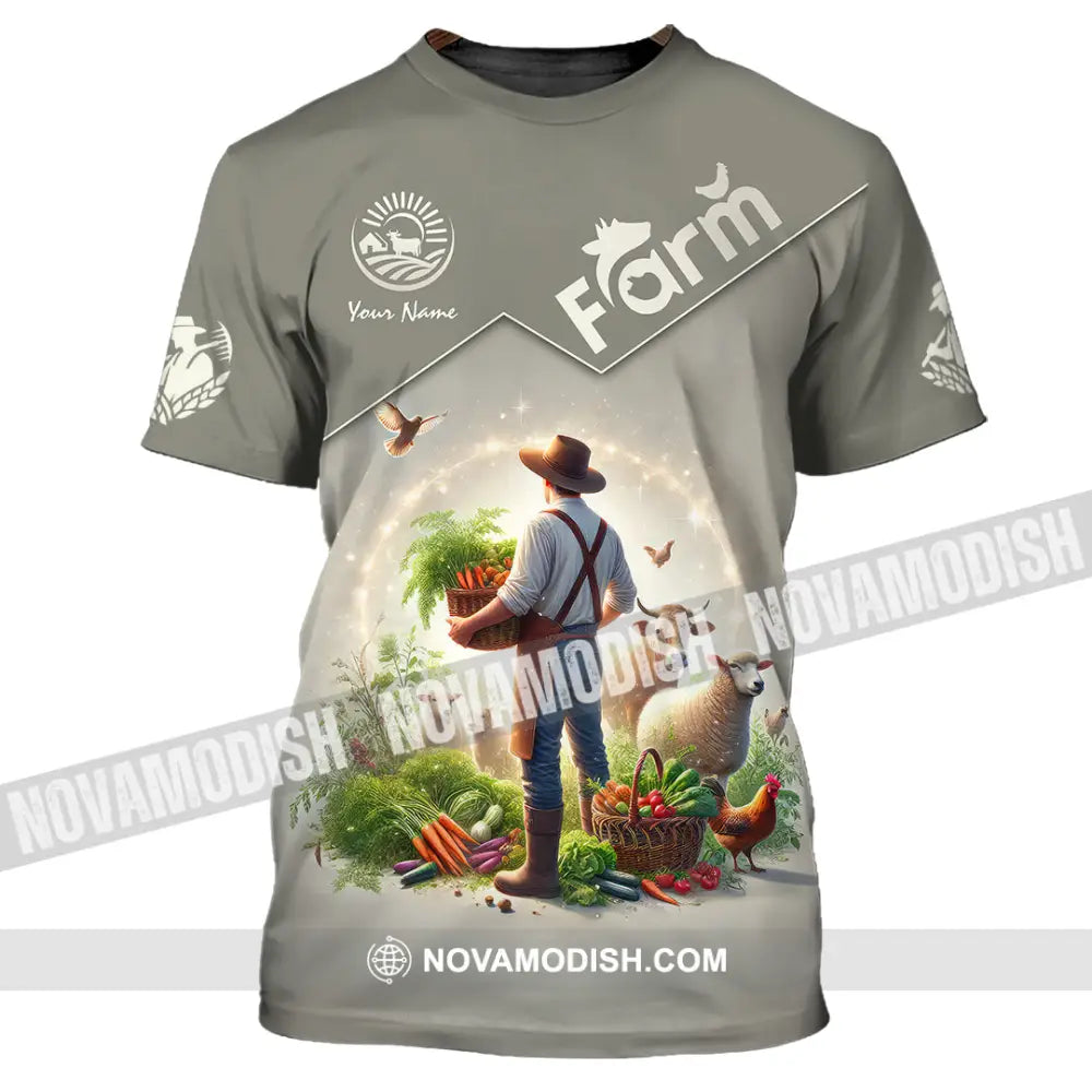 Unisex Shirt Custom Name Farmer Long Sleeve Polo T-Shirt / S T-Shirt