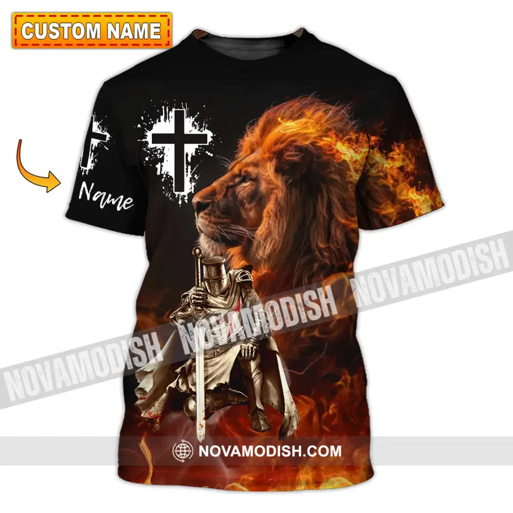 Unisex Shirt - Custom Name Shirt Fire Lion Warrior T-shirt