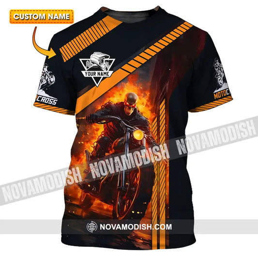 Unisex Shirt - Custom Name Fire Motobike Shirt For Player T-shirt