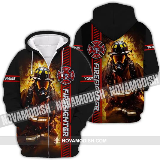 Unisex Shirt - Custom Name Shirt Firefighter Patriot Day 911 Zipper Hoodie / S T-shirt