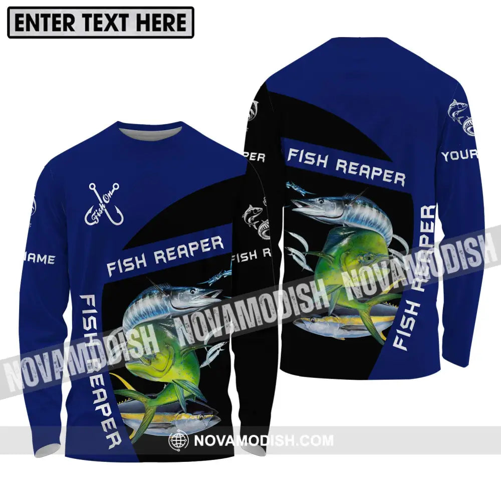 Unisex Shirt - Custom Name Fish Reaper Shirt Long Sleeve Shirt / S T-shirt