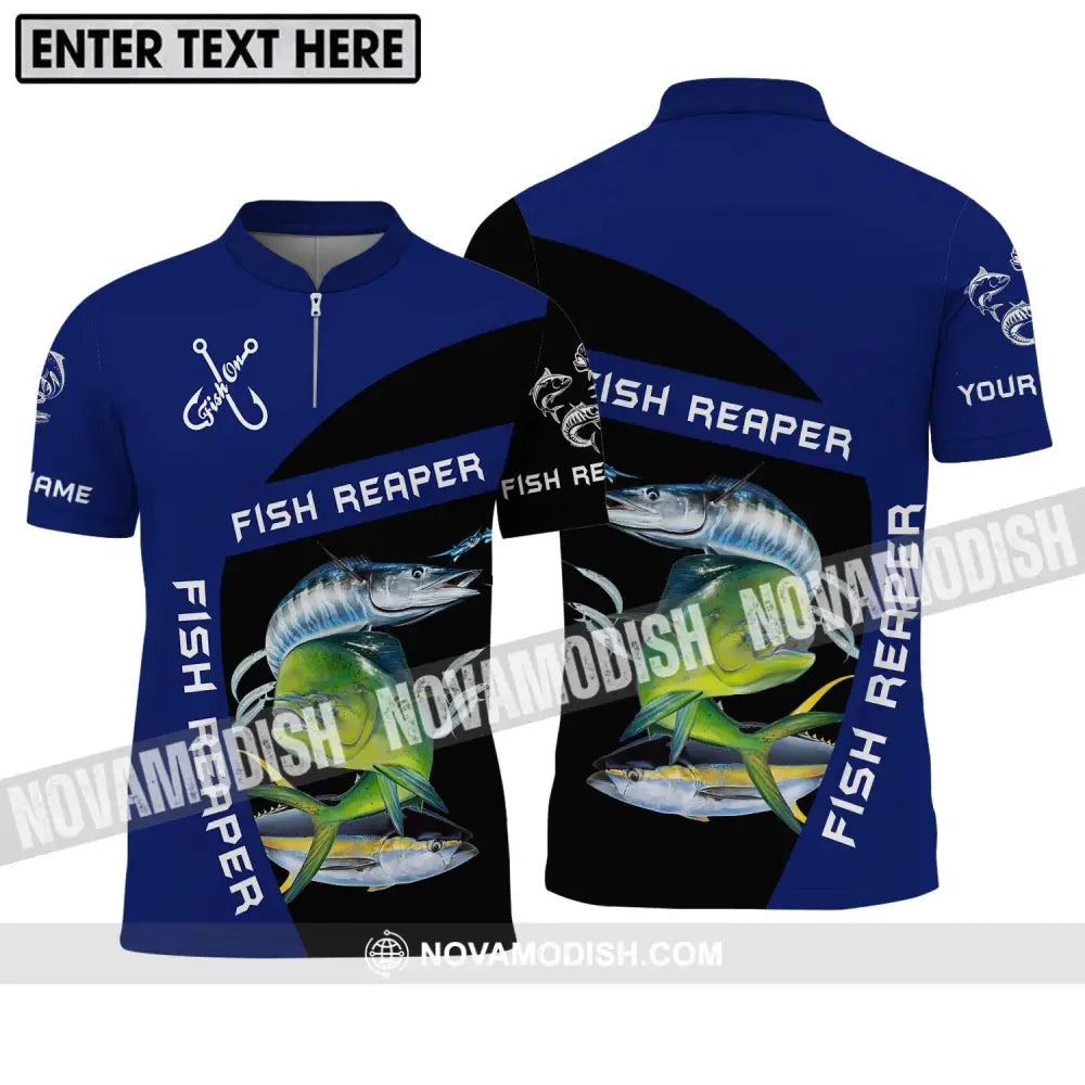Unisex Shirt - Custom Name Fish Reaper Shirt Zipper Polo Shirt / S T-shirt