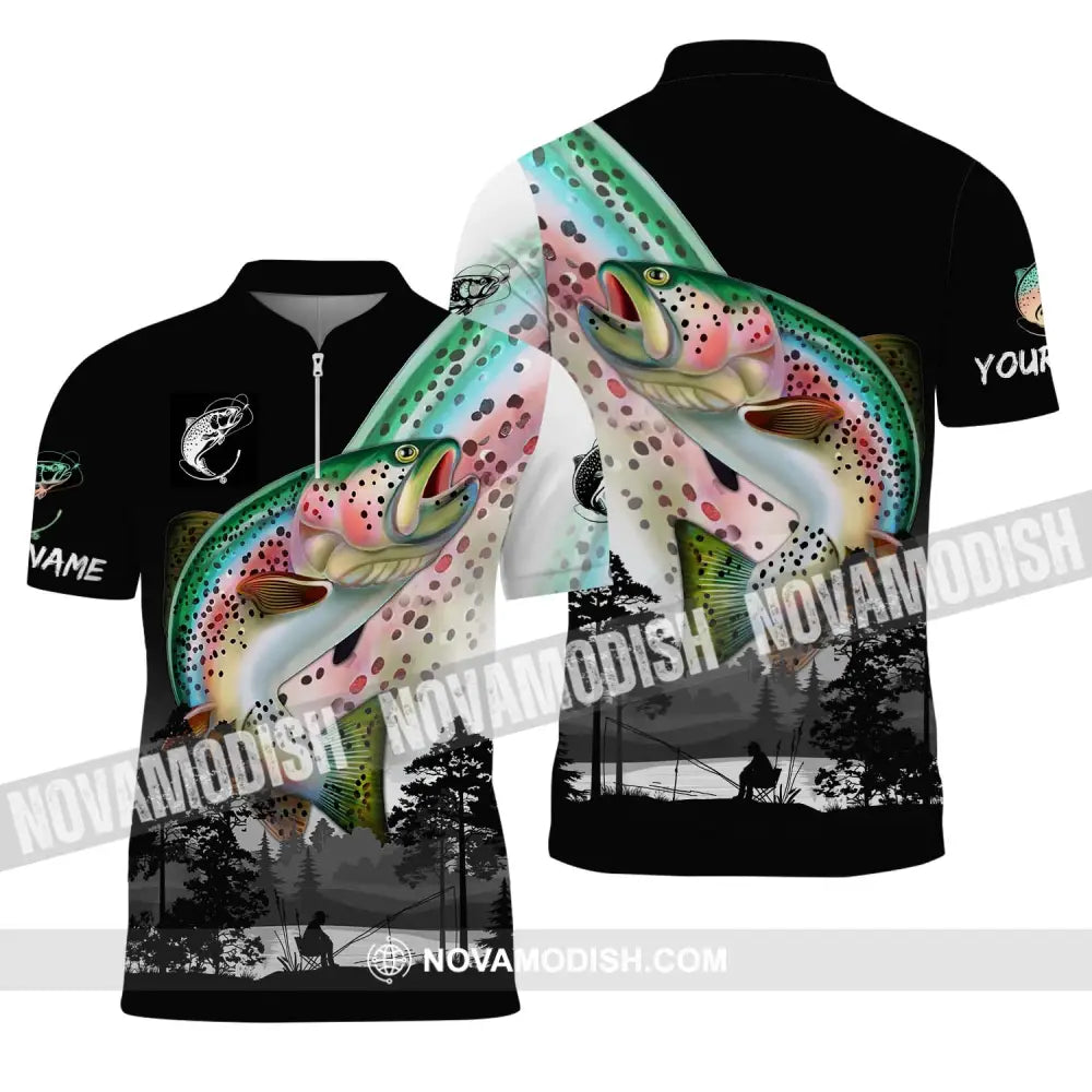 Unisex Shirt - Custom Name Fishing Lover Shirt Fishing By The Lake Zipper Polo Shirt / S T-shirt
