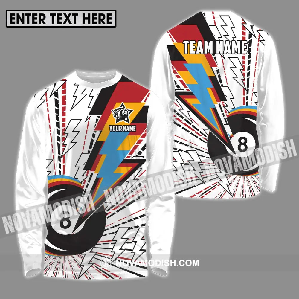 Unisex Shirt - Custom Name Shirt For Billiard Lover Color Lightning Long Sleeve Shirt / S T-shirt