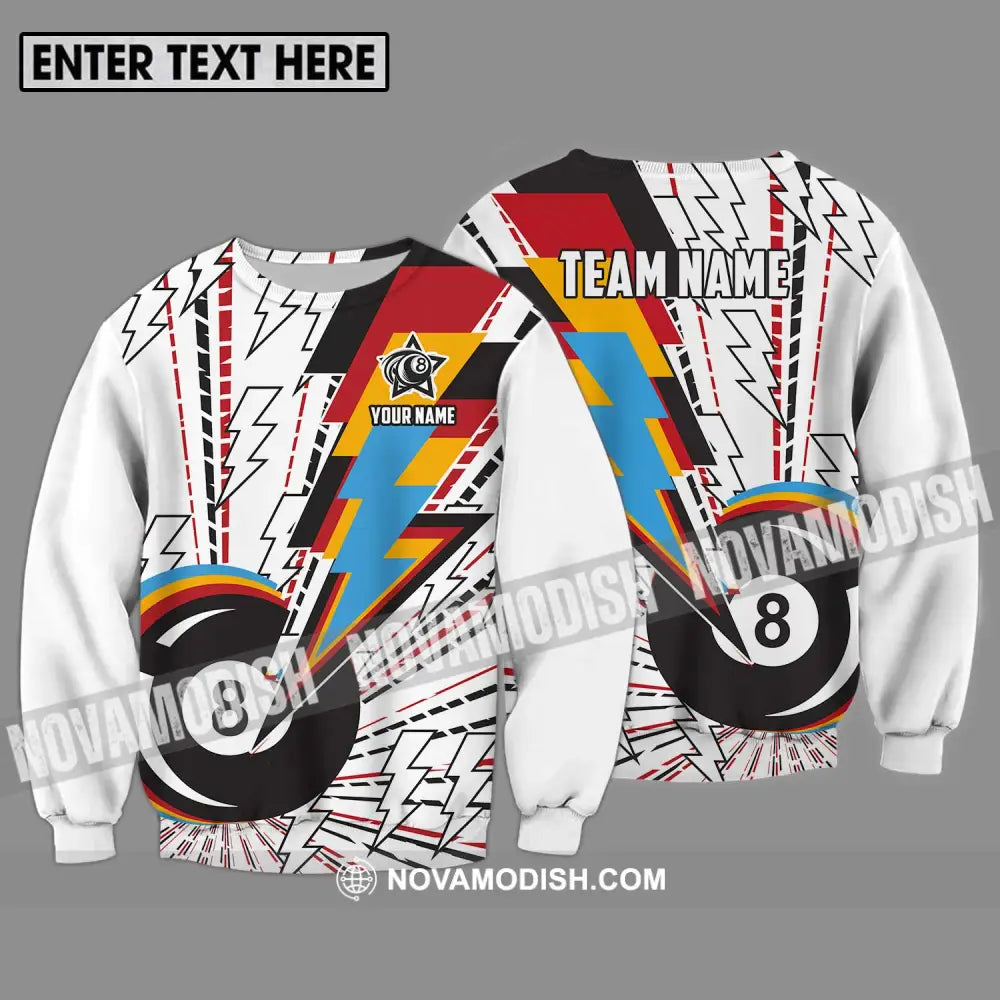 Unisex Shirt - Custom Name Shirt For Billiard Lover Color Lightning Long Sleeve / S T-shirt