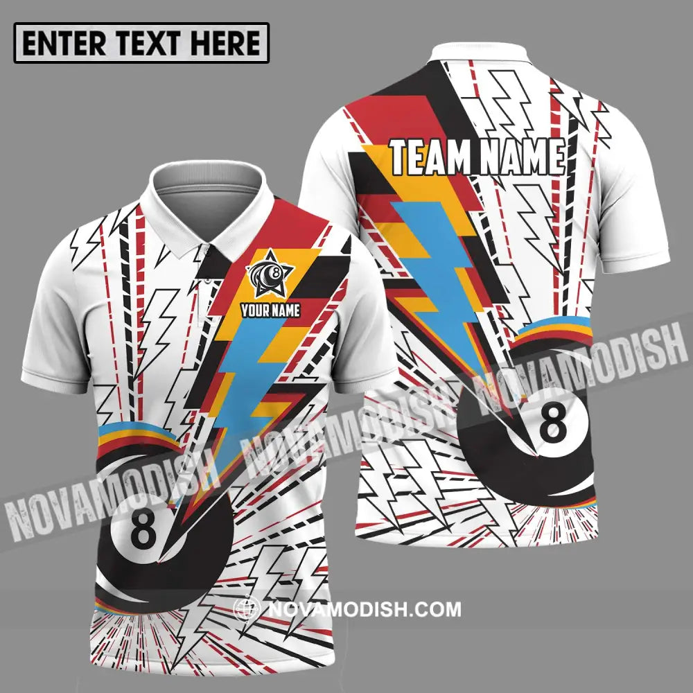Unisex Shirt - Custom Name Shirt For Billiard Lover Color Lightning Polo Shirt / S T-shirt