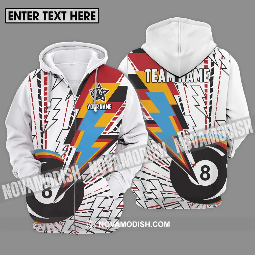 Unisex Shirt - Custom Name Shirt For Billiard Lover Color Lightning Zipper Hoodie / S T-shirt