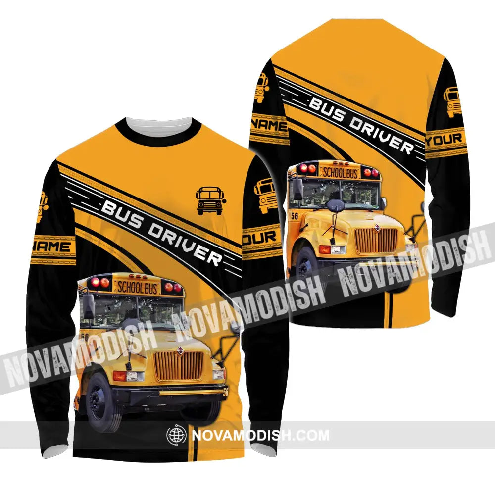 Unisex Shirt - Custom Name Shirt For Bus Driver Long Sleeve Shirt / S T-shirt