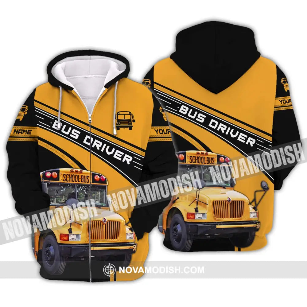 Unisex Shirt - Custom Name Shirt For Bus Driver Zipper Hoodie / S T-shirt