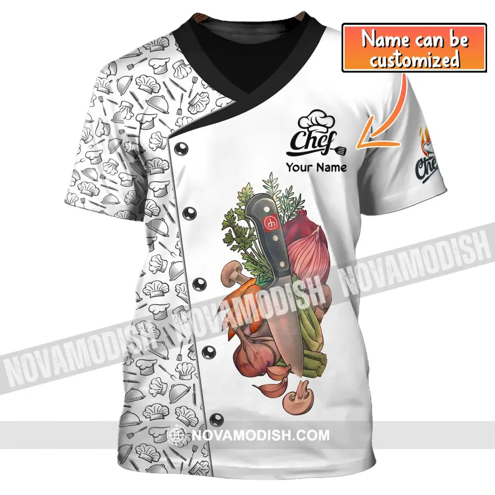 Unisex Shirt Custom Name For Chef Skull T-Shirt Apparel T-Shirt