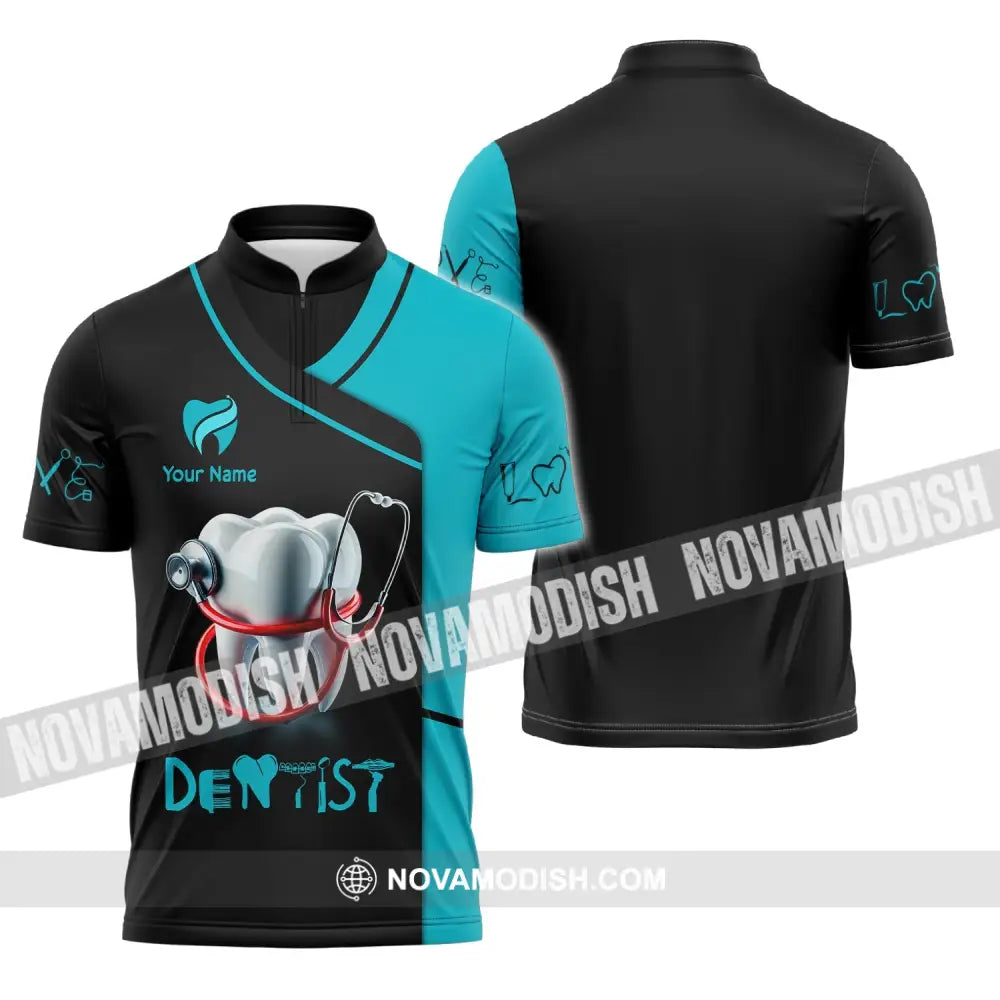 Unisex Shirt - Custom Name For Dentist Zipper Polo / S T-Shirt