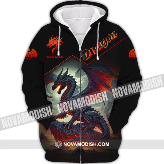 Unisex Shirt Custom Name For Dragon Lover T-Shirt Hoodie Long Sleeve Zipper / S T-Shirt