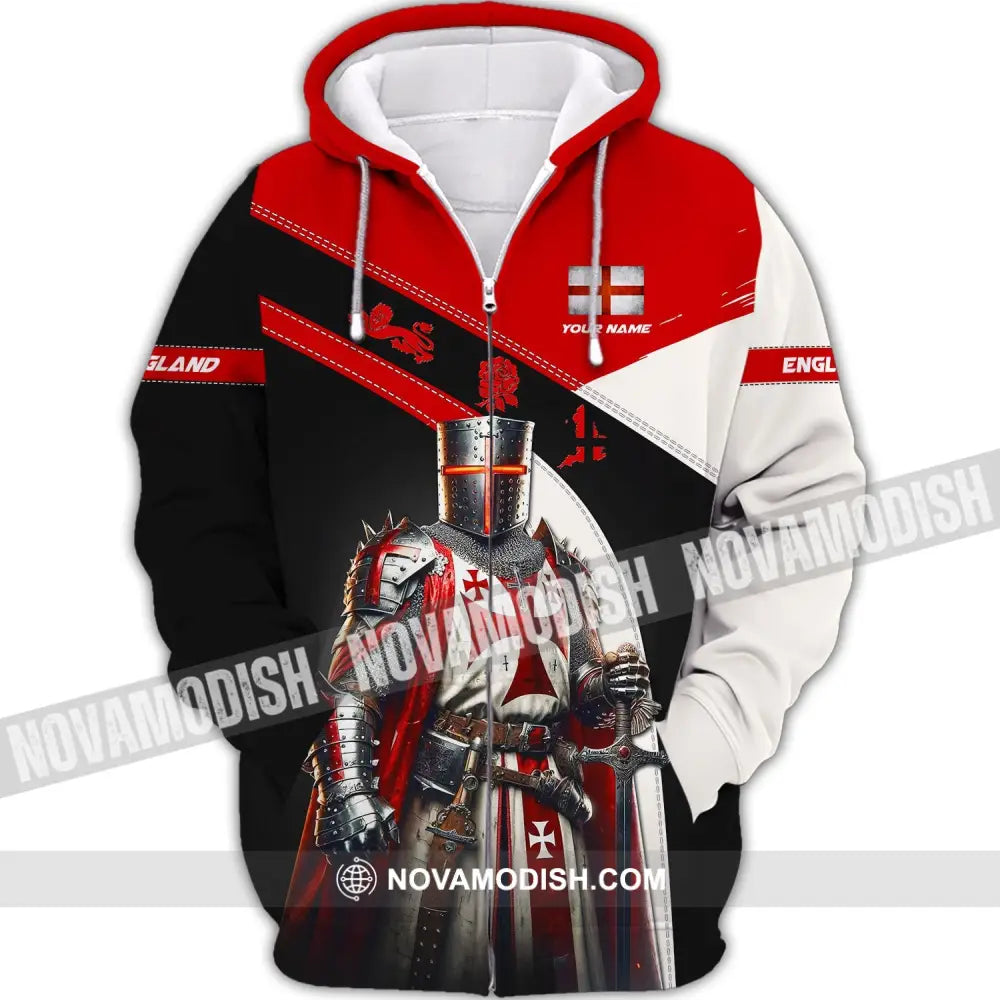 Unisex Shirt - Custom Name Shirt For England Lover - Hero Zipper Hoodie / S T-shirt