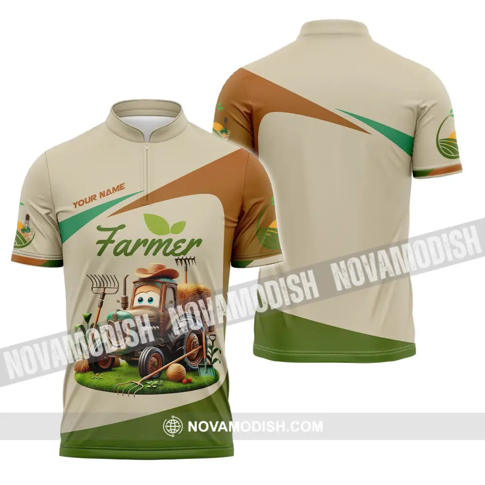 Unisex Shirt Custom Name For Farmer T-Shirt Hoodie Long Sleeve Zipper Polo / S T-Shirt