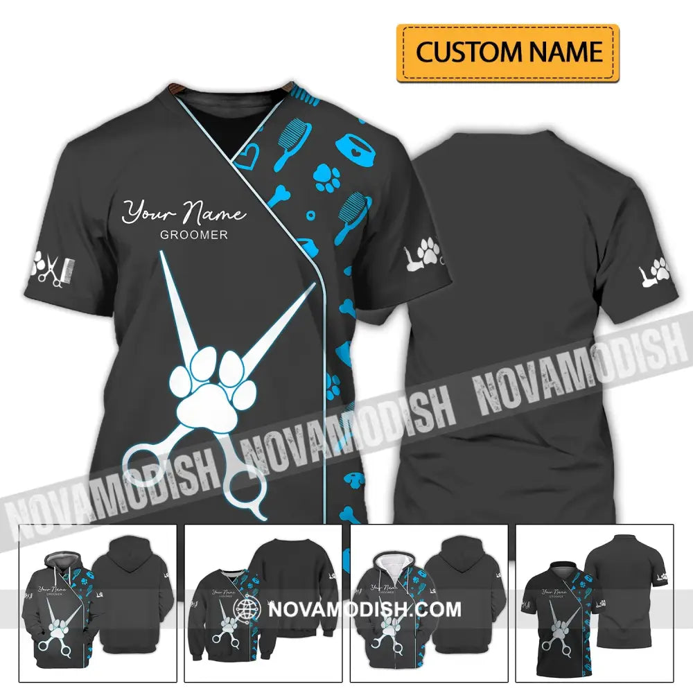 Unisex Shirt - Custom Name Shirt - Shirt For Groomer Paw T-shirt