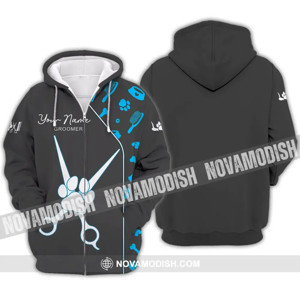 Unisex Shirt - Custom Name Shirt - Shirt For Groomer Paw Zipper Hoodie / S T-shirt