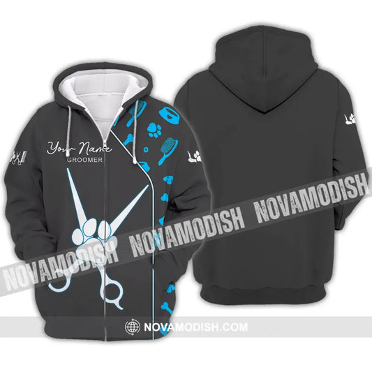 Unisex Shirt - Custom Name Shirt - Shirt For Groomer Paw Zipper Hoodie / S T-shirt