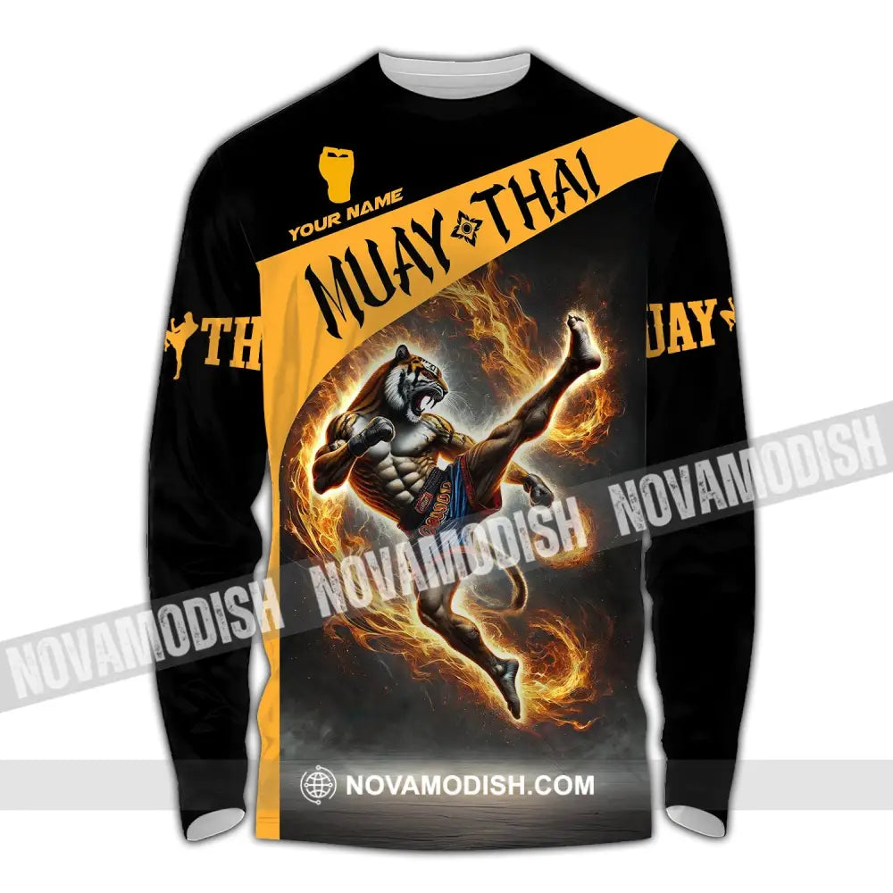 Unisex Shirt Custom Name For Muay Thai Lover T-Shirt Hoodie Long Sleeve / S T-Shirt