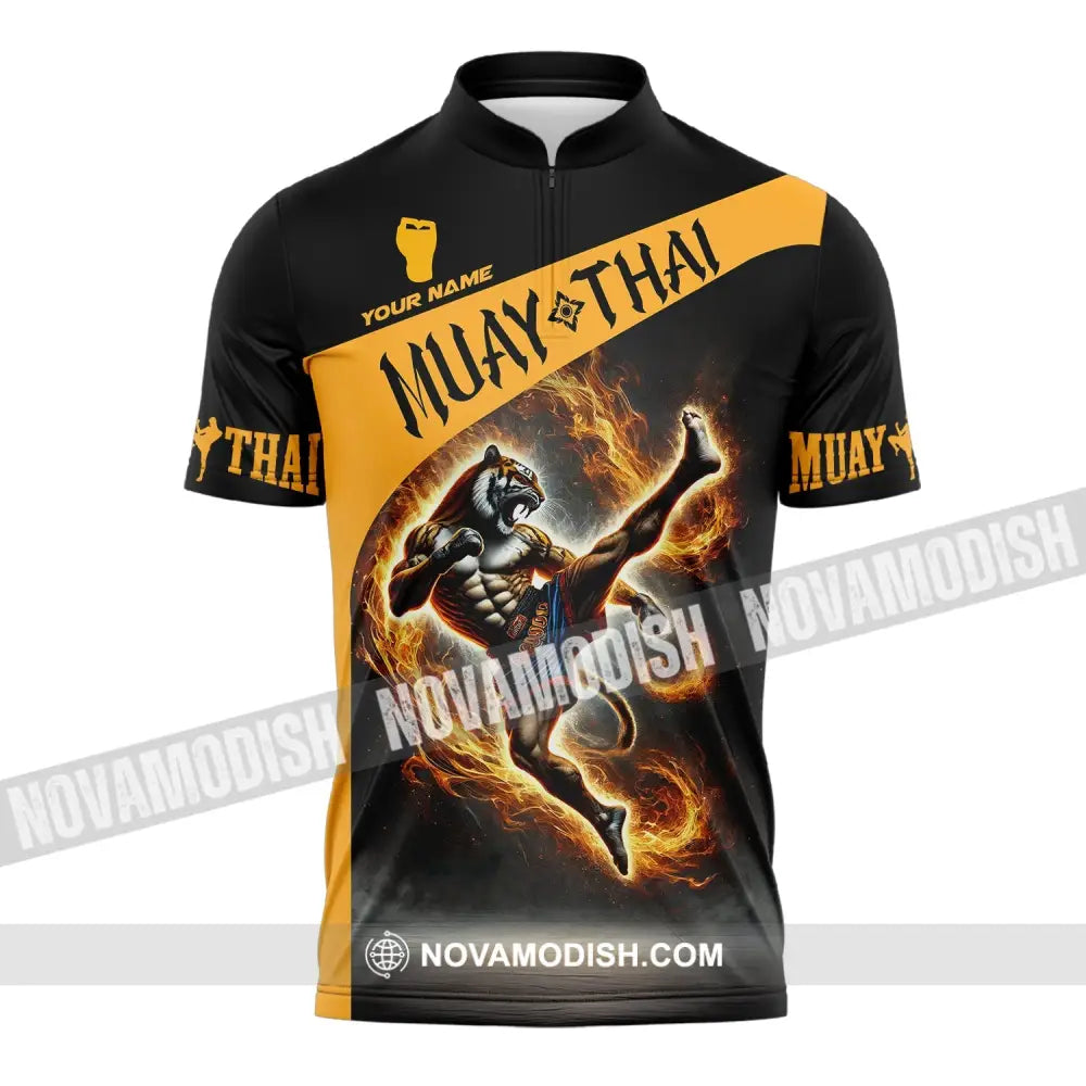 Unisex Shirt Custom Name For Muay Thai Lover T-Shirt Hoodie Long Sleeve Zipper Polo / S T-Shirt