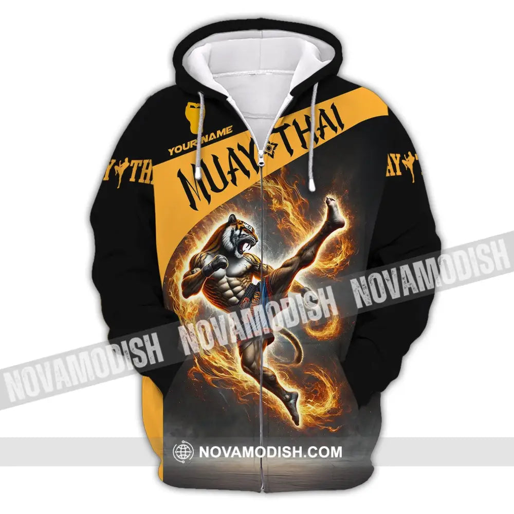 Unisex Shirt Custom Name For Muay Thai Lover T-Shirt Hoodie Long Sleeve Zipper / S T-Shirt