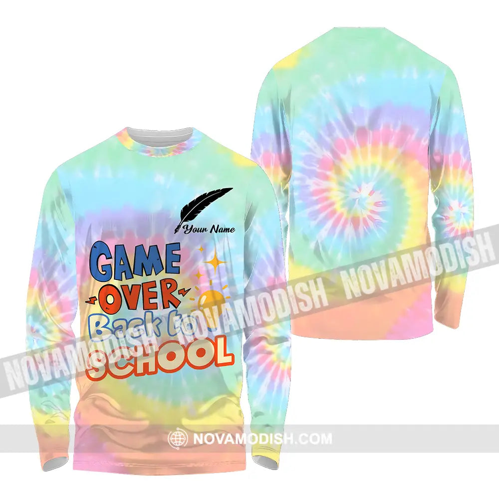 Unisex Shirt - Custom Name Game Over Back To School Shirt Long Sleeve Shirt / S T-shirt