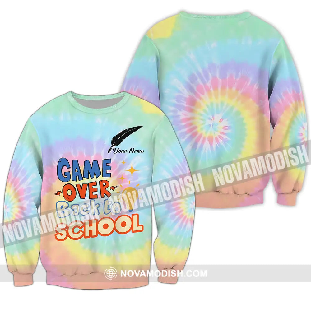 Unisex Shirt - Custom Name Game Over Back To School Shirt Long Sleeve / S T-shirt