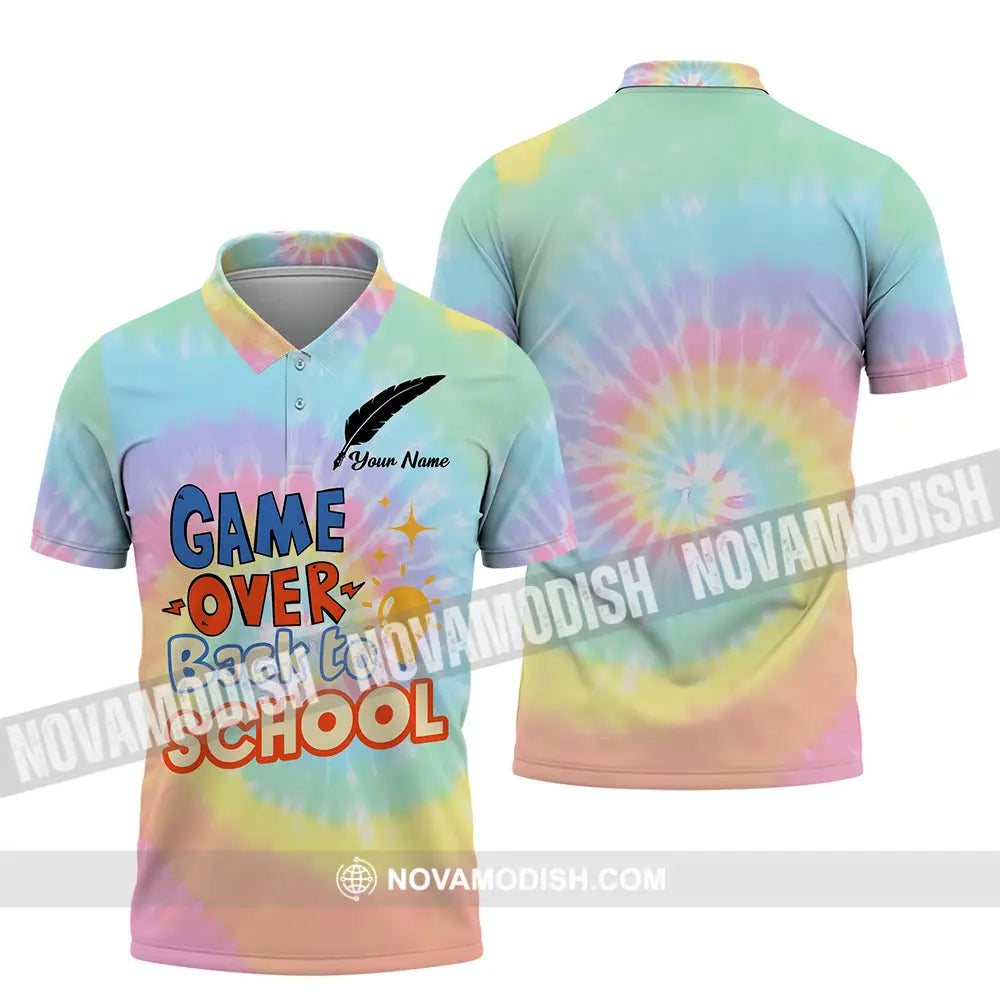 Unisex Shirt - Custom Name Game Over Back To School Shirt Polo Shirt / S T-shirt