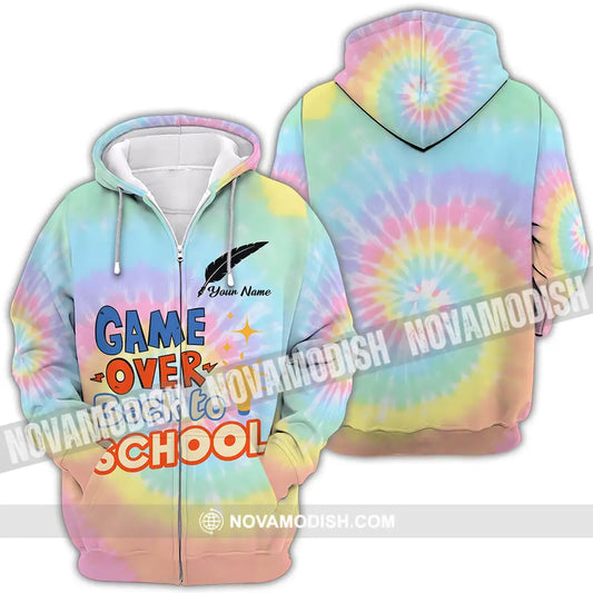 Unisex Shirt - Custom Name Game Over Back To School Shirt Zipper Hoodie / S T-shirt