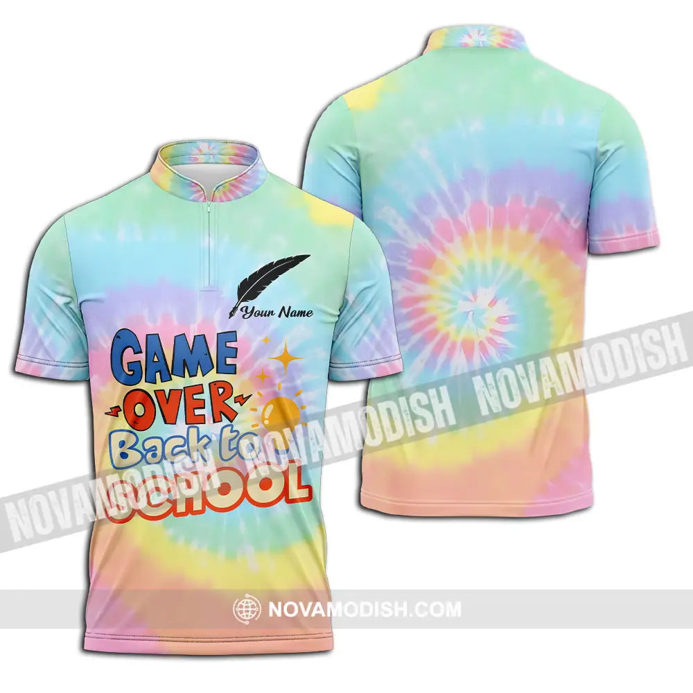 Unisex Shirt - Custom Name Game Over Back To School Shirt Zipper Polo Shirt / S T-shirt