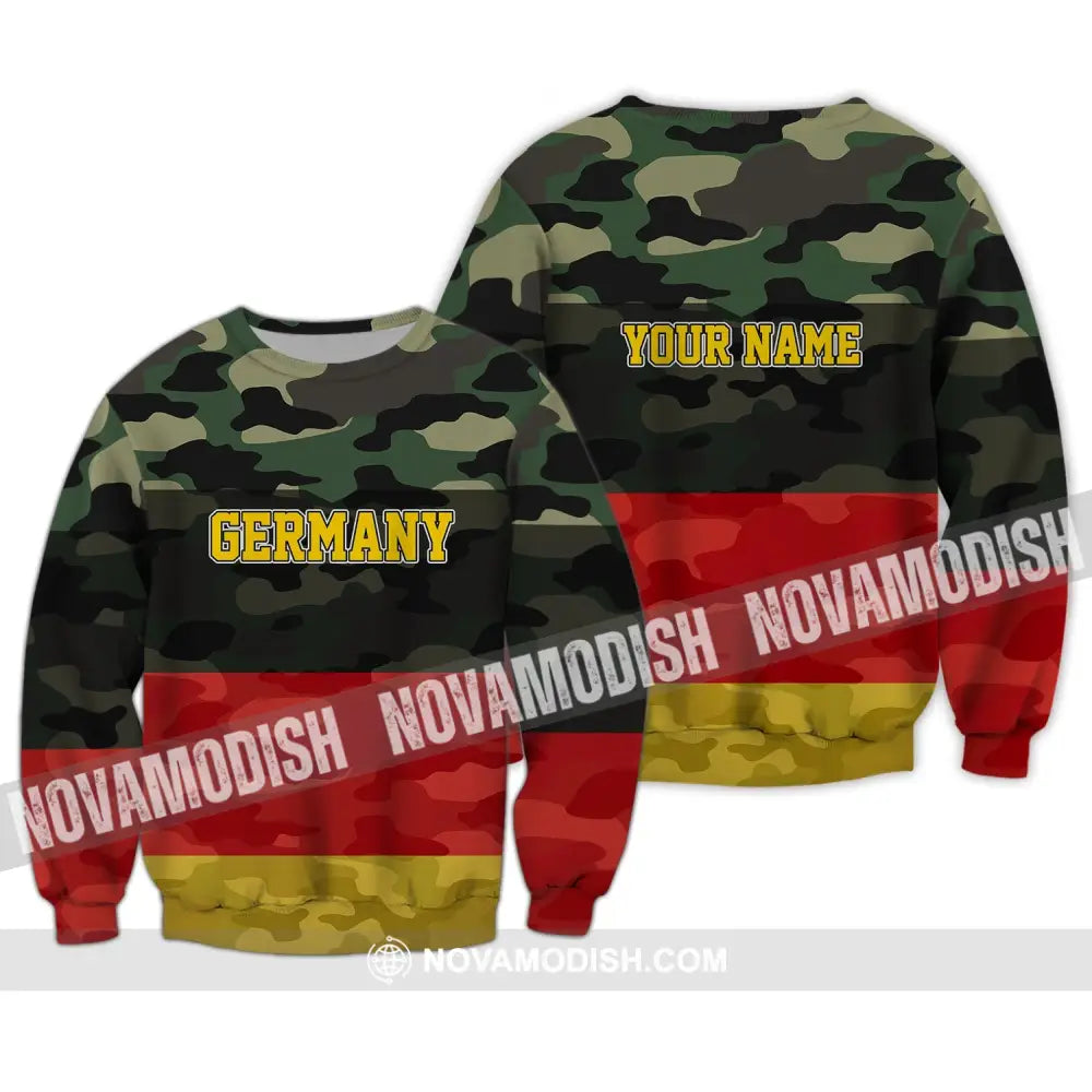 Unisex Shirt - Custom Name Shirt - Germany All Over 3D Name Shirt Long Sleeve / S T-shirt