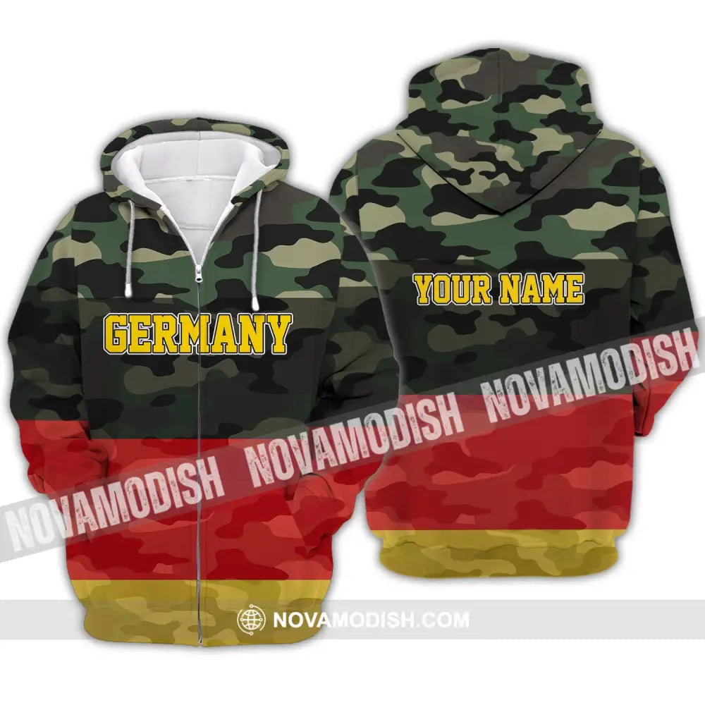 Unisex Shirt - Custom Name Shirt - Germany All Over 3D Name Shirt Zipper Hoodie / S T-shirt