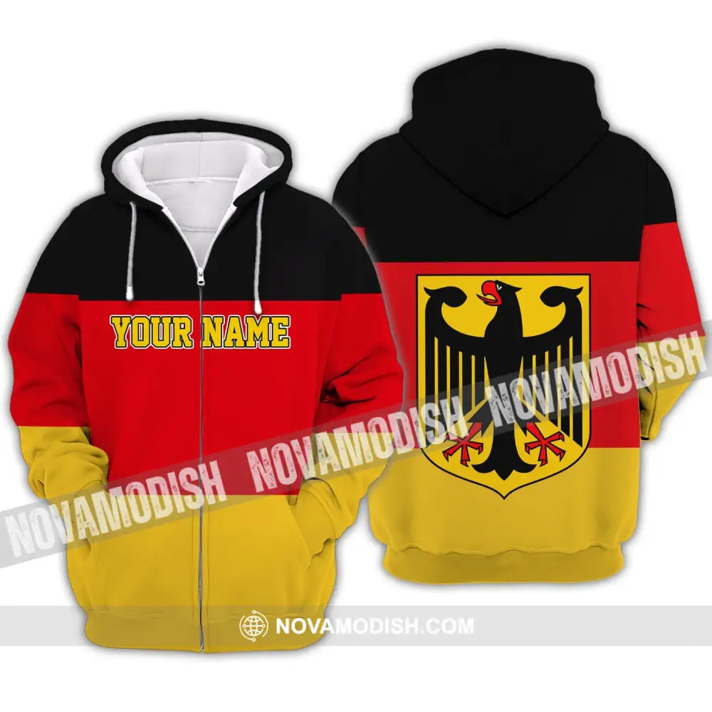 Unisex Shirt - Custom Name Shirt - Germany Flag Warrior Style Shirt Zipper Hoodie / S T-shirt