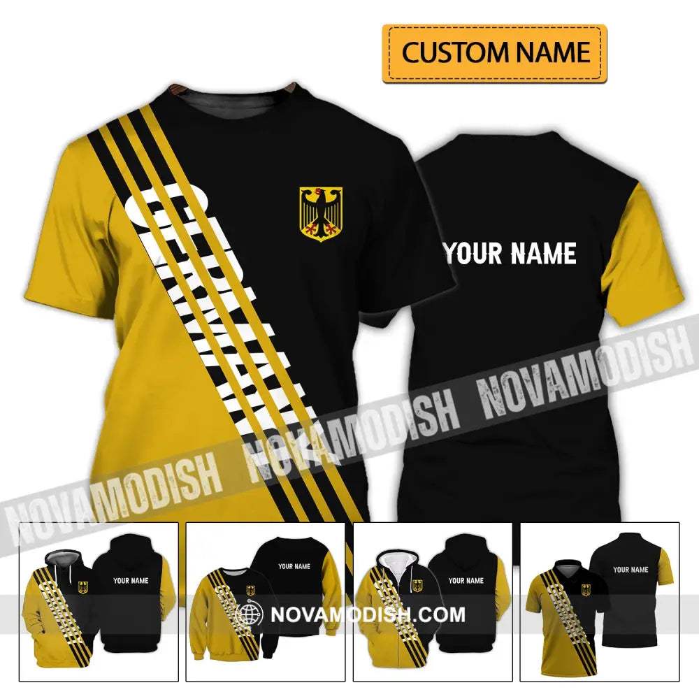 Unisex Shirt - Custom Name Shirt - Germany Lifestyle Yellow And Black Shirt T-shirt