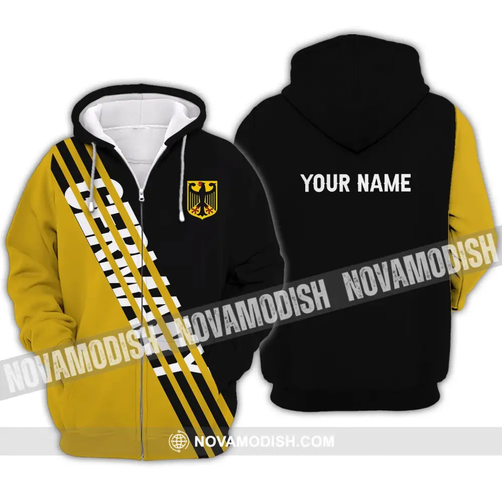 Unisex Shirt - Custom Name Shirt - Germany Lifestyle Yellow And Black Shirt Zipper Hoodie / S T-shirt