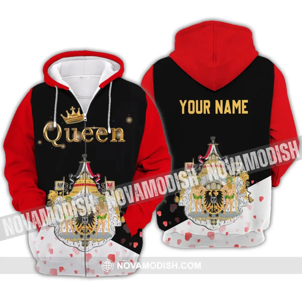 Unisex Shirt - Custom Name Shirt - Germany Queen Valentine Shirt Zipper Hoodie / S T-shirt
