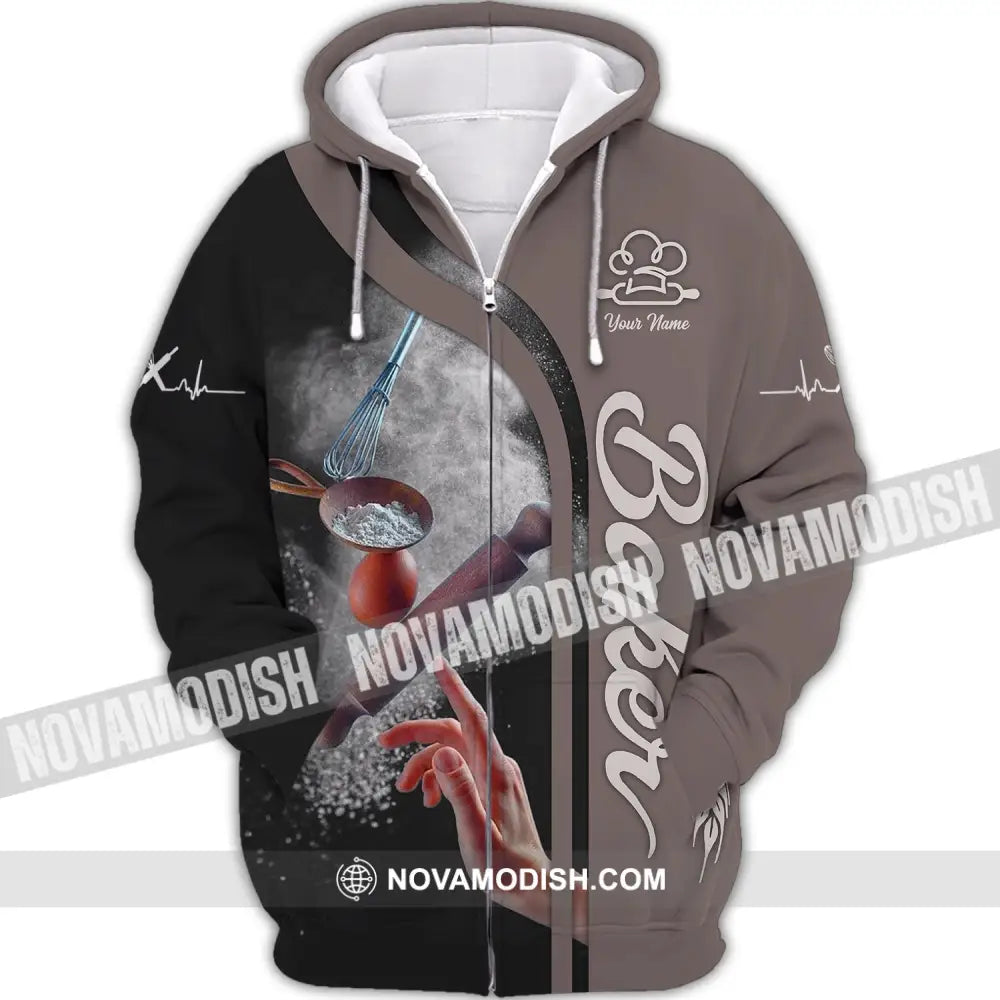 Unisex Shirt - Custom Name Shirt - Gift For Baker Chef Custom Name Chef Shirt Zipper Hoodie / S T-shirt