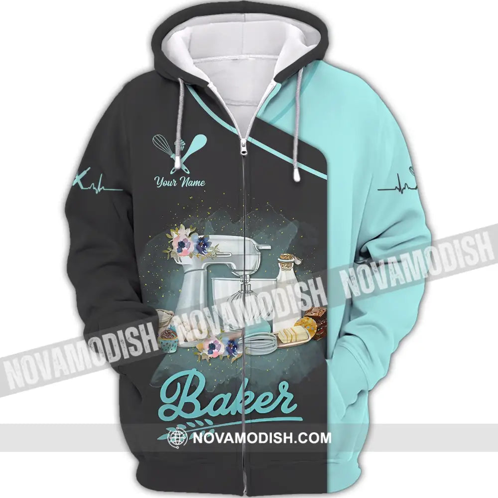 Unisex Shirt - Custom Name Shirt - Gift For Baker Kitchen Custom Name Chef Shirt Zipper Hoodie / S T-shirt
