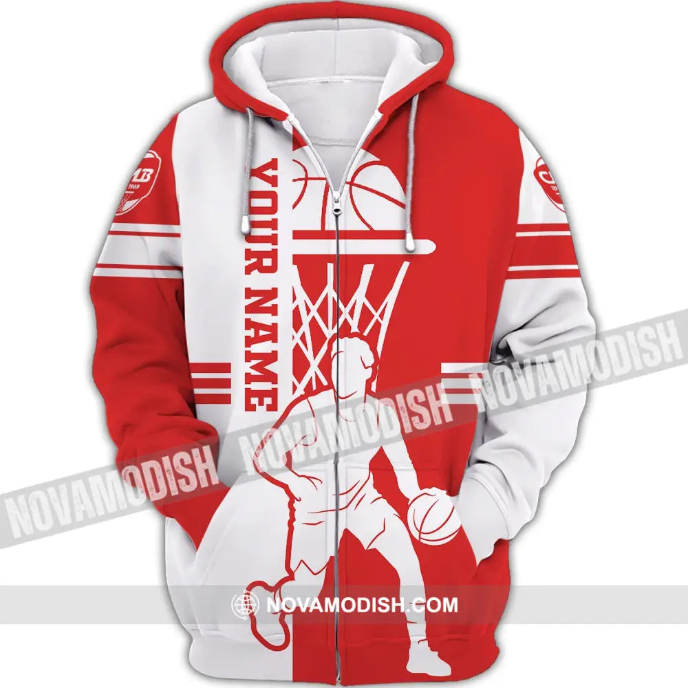 Unisex Shirt - Custom Name Shirt - Gift For Basketball Player Custom Name Basketball Star Shirt Zipper Hoodie / S