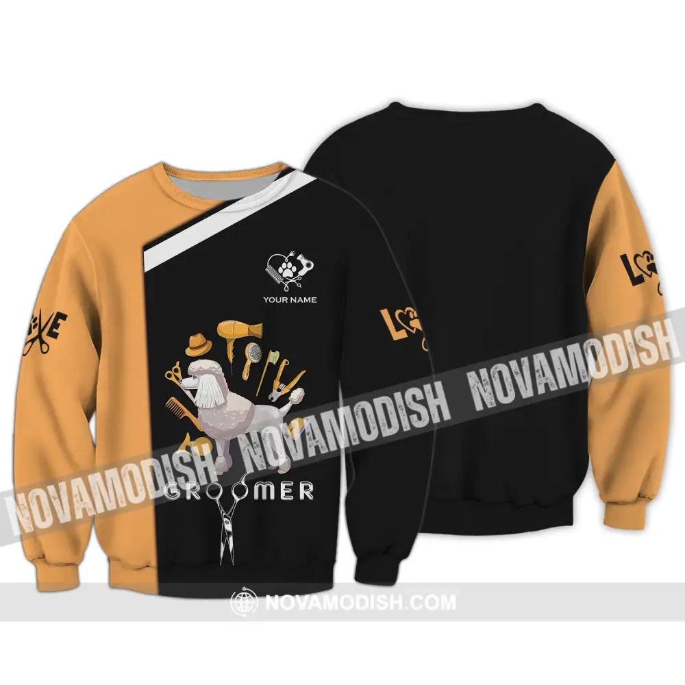 Unisex Shirt - Custom Name Shirt - Gift For Groomer Custom Groomer Name Shirt Long Sleeve / S T-shirt